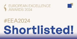 Logo der European Excellence Awards 2024 mit dem Text "Shortlisted!" und dem Hashtag #EEA2024.